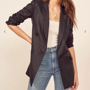 Reformation Rae Blazer - Black Linen